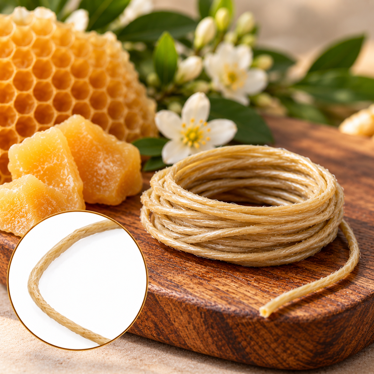💥DISPONIBLE PRONTO💥 Mechas de Cáñamo Orgánico con Cera de Abejas Natural