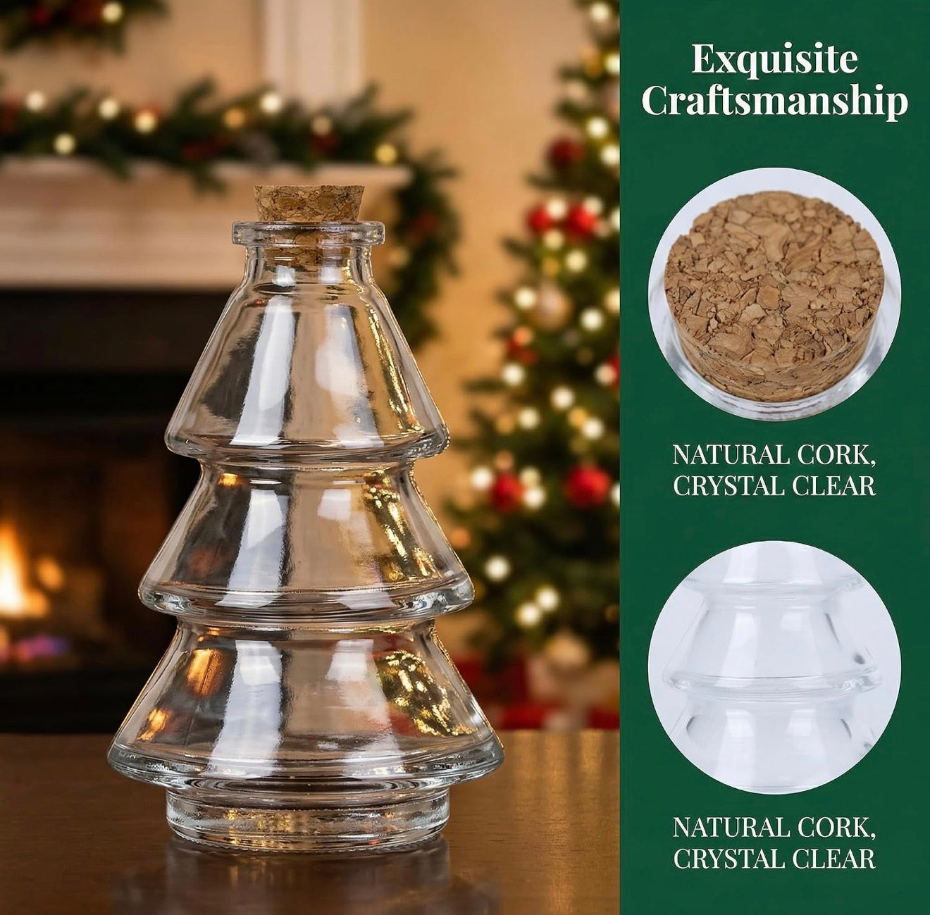 💥DISPONIBLE PRONTO💥 Botella de Cristal Árbol de Navidad con Corcho