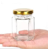 Hexagon Glass Jar 2.5 oz (1PC) Gold