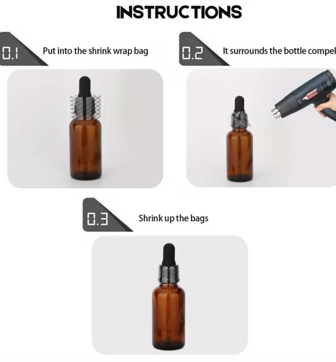 Clear Heat Shrink Tubing for bottles (Heat Sealer) Fits Diameters of 2.1-2.4 cm (50 PCS)
