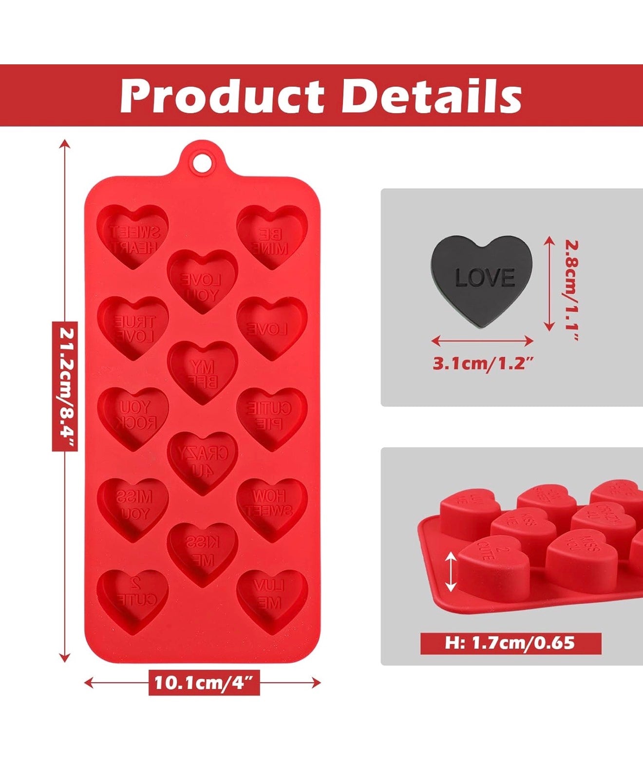 Heart with Love WordsSilicone mold