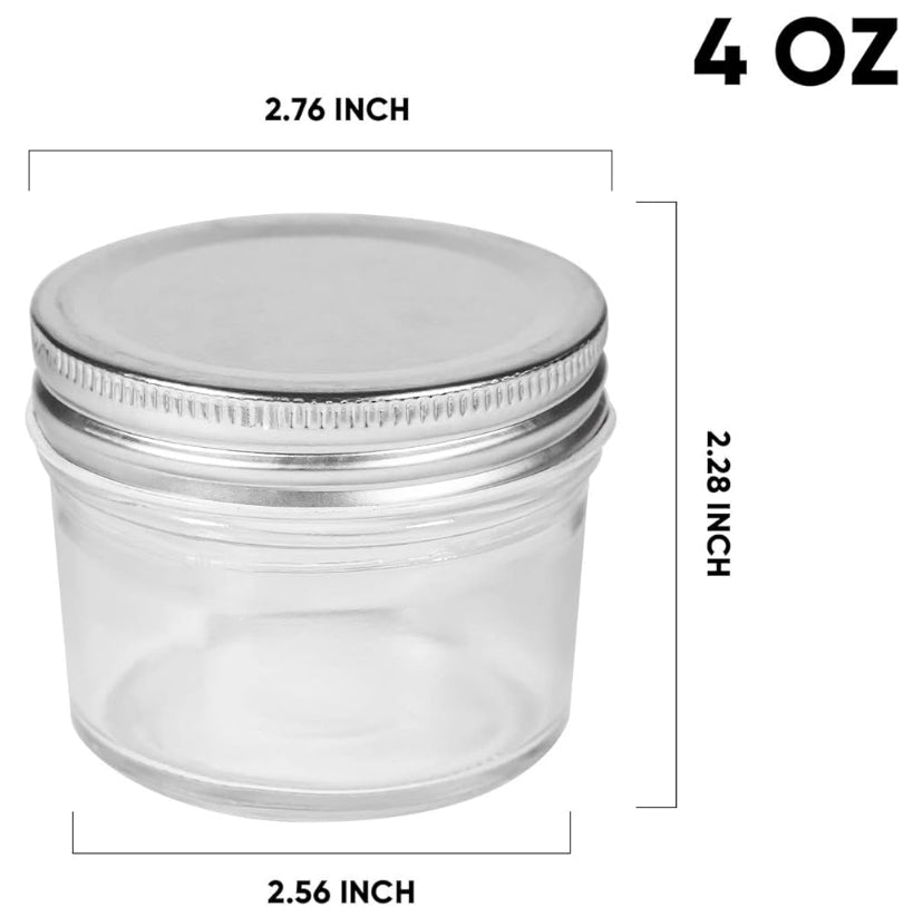 Tarros de 4 oz (Jars)Cristal con tapas 12 PCS