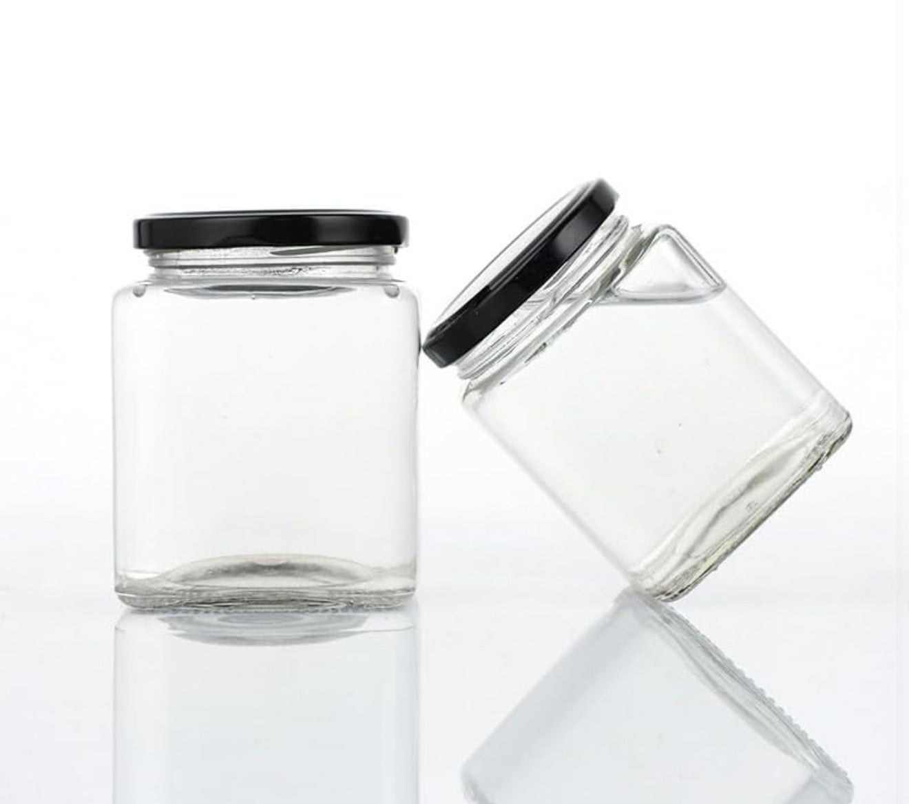 Glass Square Jar With Black Lids 4 oz