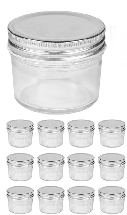 Tarros de 4 oz (Jars)Cristal con tapas 12 PCS