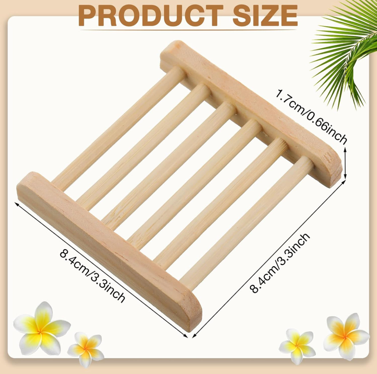 Wooden Soap Holder 3.3 x 3.3 x 0.67 Inch (1PC)