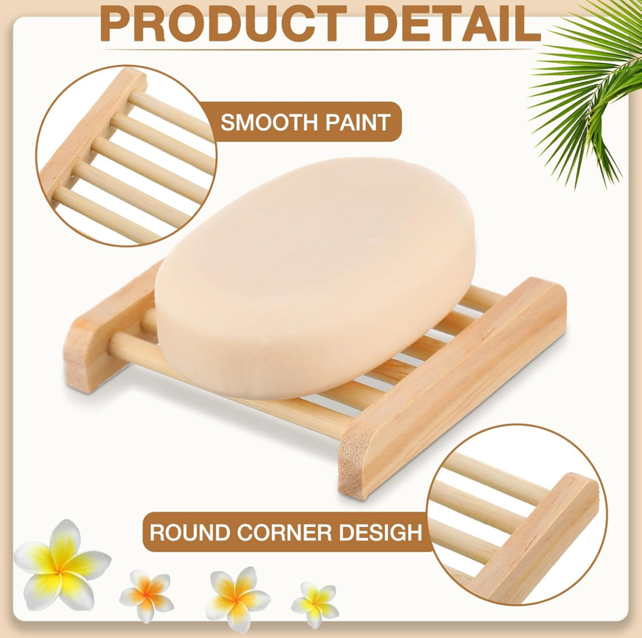 Wooden Soap Holder 3.3 x 3.3 x 0.67 Inch (1PC)
