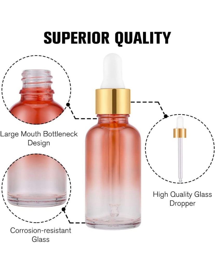 Botellas en cristal de 1 oz tapa con gotero (Multi-Color) 12 PCS