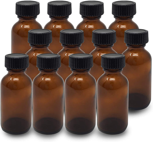 0.5 oz Boston Amber Glass w/Black Cap