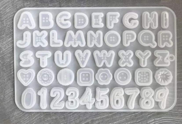 Molde de silicon variado de letras, numeros y figuras