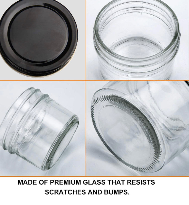 Tarros de 4 oz (Jars)Cristal con tapas 12 PCS