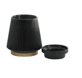 Better Homes & Gardens Electric Black Ribbed Ceramic Wax Warmer With Wood Vase