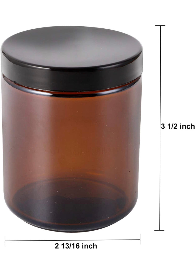 Envase Ambar de Cristal Redondo 8 oz