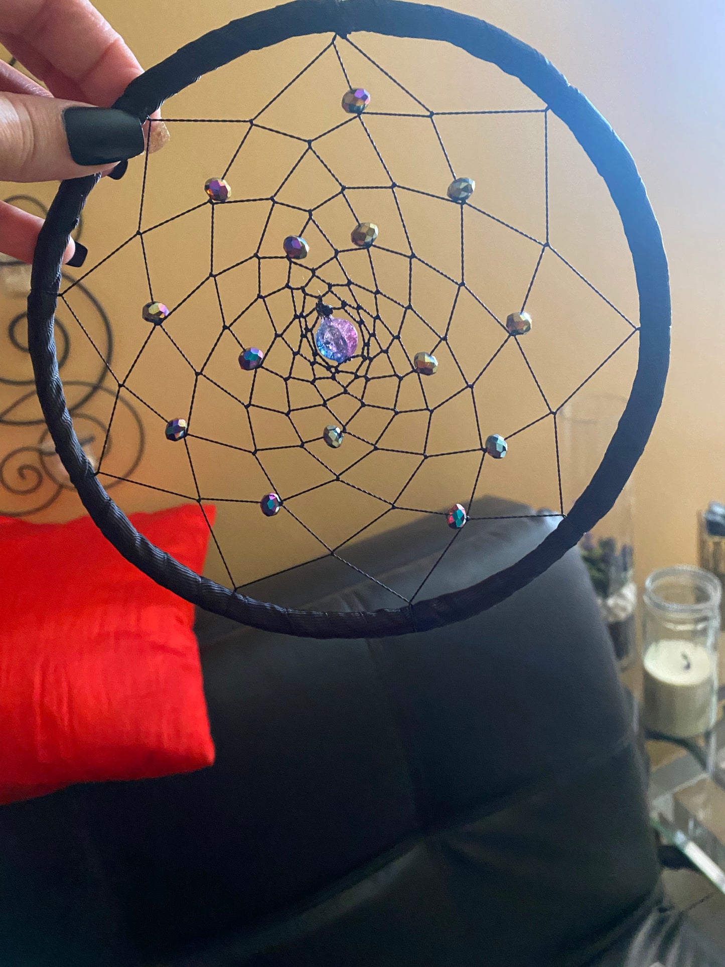 Dreamcatcher Large/ Black w/Crystals