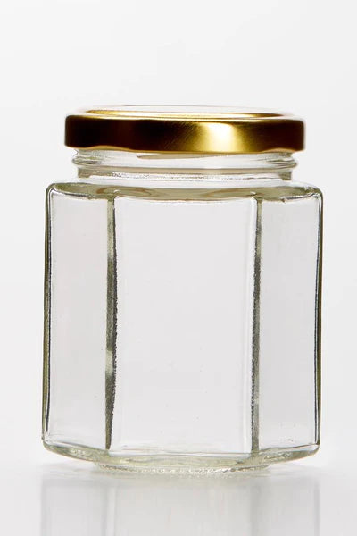 Hexagon Glass Jar 10 oz (1PC) Gold
