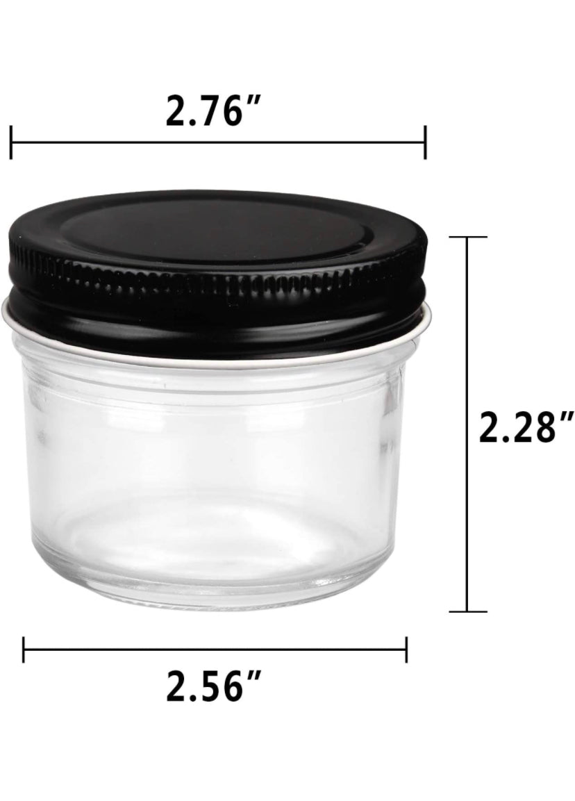 Tarros de 4 oz (Jars)Cristal con tapas 12 PCS