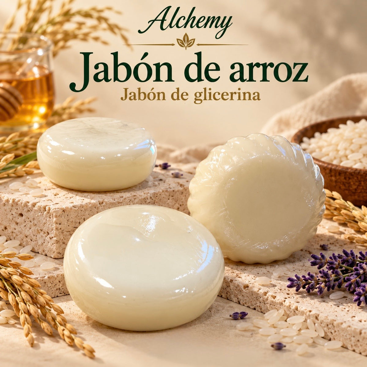 Jabón Facial Artesanal de Arroz de Glicerina
