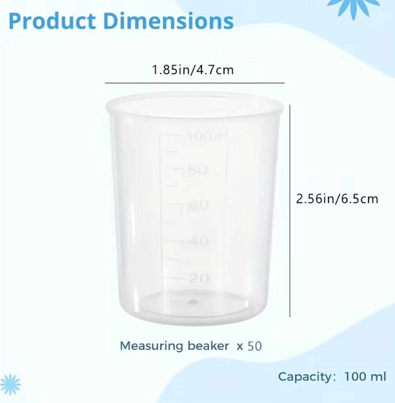 💥PRONTO DISPONIBLE💥 Beaker plástico graduado 100 ml (transparente)