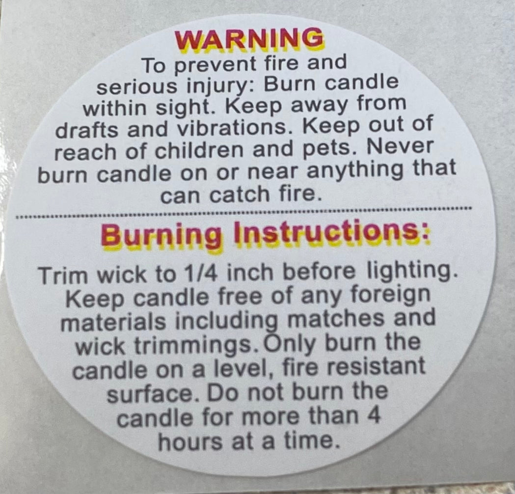 Candle Warning Labels 1” (Stickers)