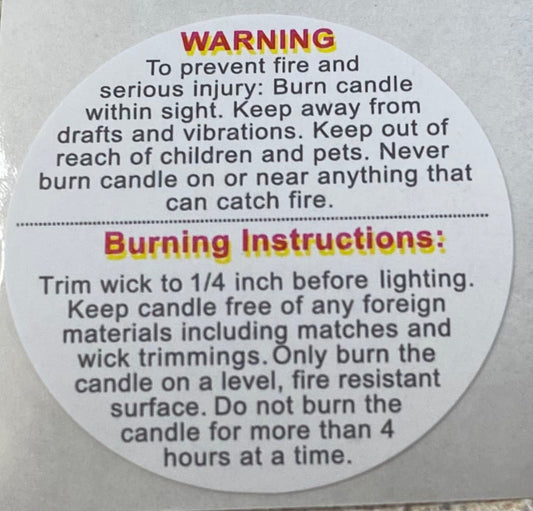 Candle Warning Labels 1” (Stickers)