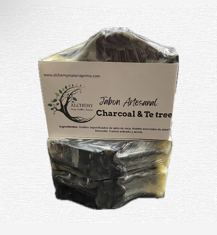 Jabon artesanal de charcoal & tea tree