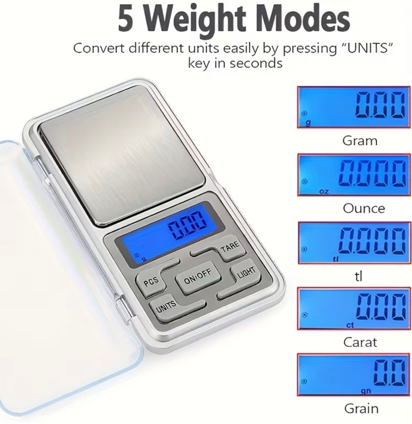 Balanza Digital de Precisión con Pantalla LCD 500g/0.01g