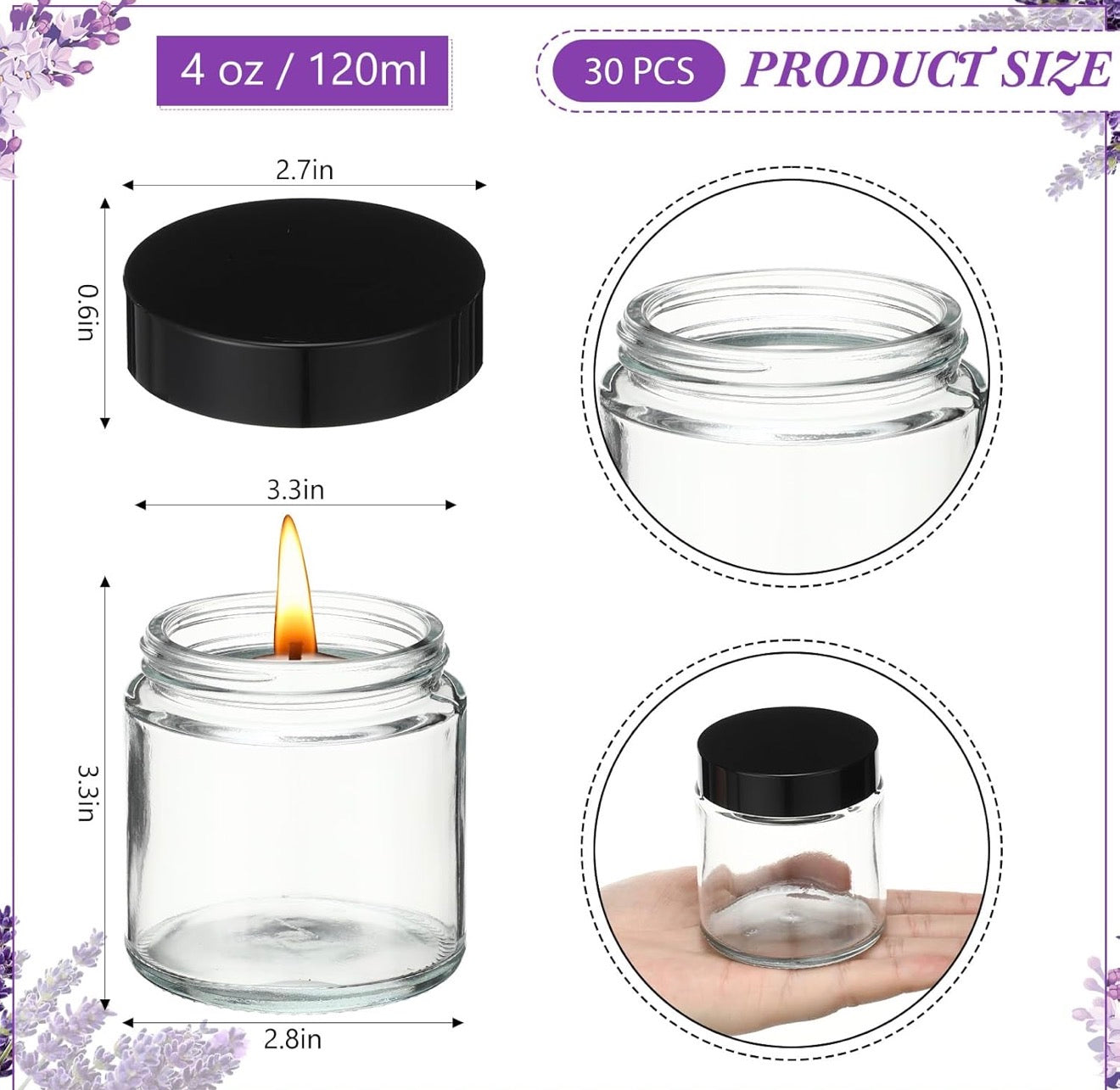 Envase Clear de Cristal Redondo 4 oz