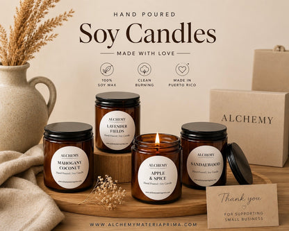 Velas Aromaticas de Soja (Soy Candles) 8 oz.