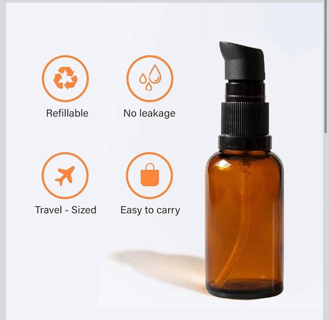 Amber Glass Pump Bottle 50 ml (1PC)