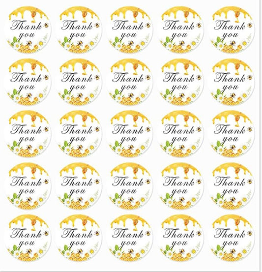 35 Stickers 1” Honey and Bee (Thank You)