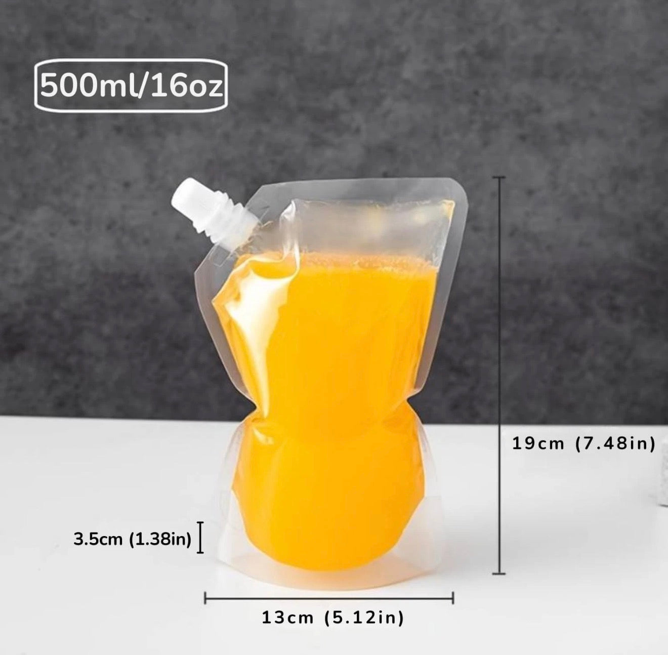Clear Plastic Pouches W/Spout Bag 16 oz 10 Pcs