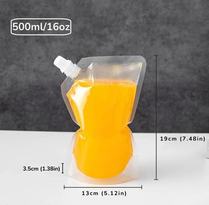 Clear Plastic Pouches W/Spout Bag 16 oz 10 Pcs