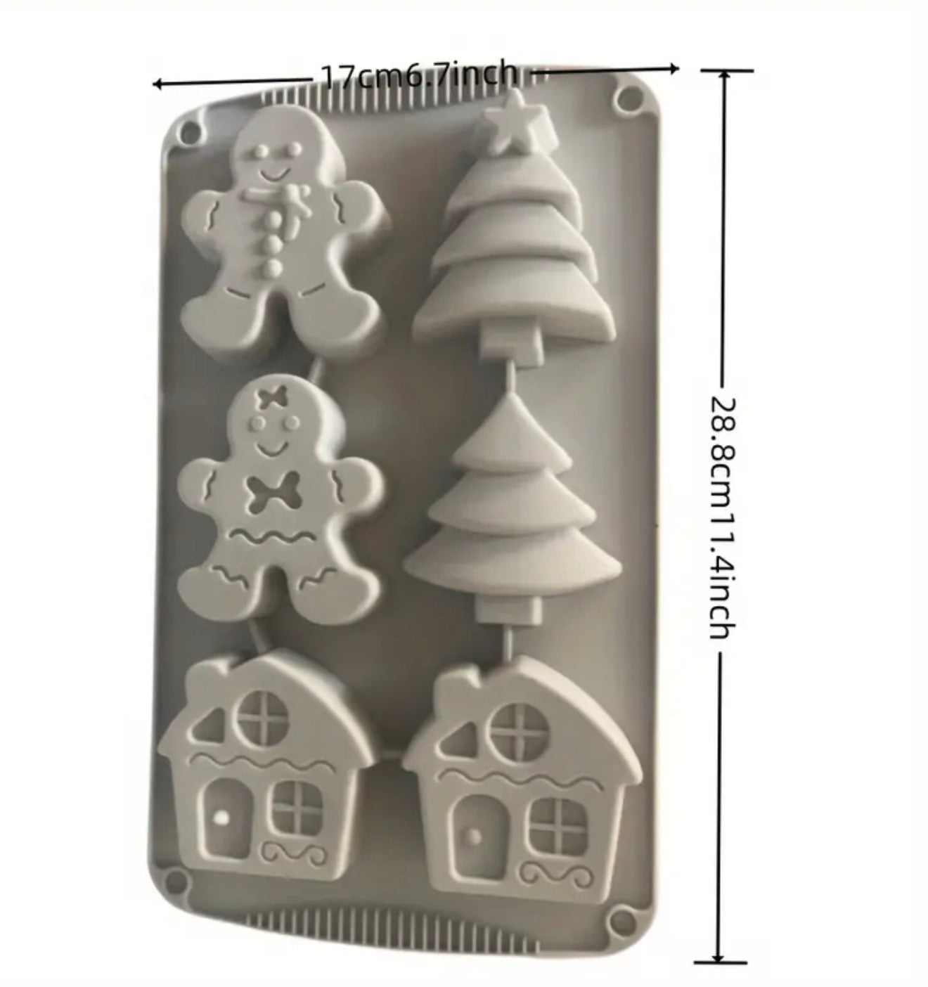 Silicone Mold Gingerbread House, Christmas Tree and Gingerbread Man Shapes