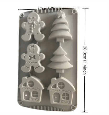 Silicone Mold Gingerbread House, Christmas Tree and Gingerbread Man Shapes