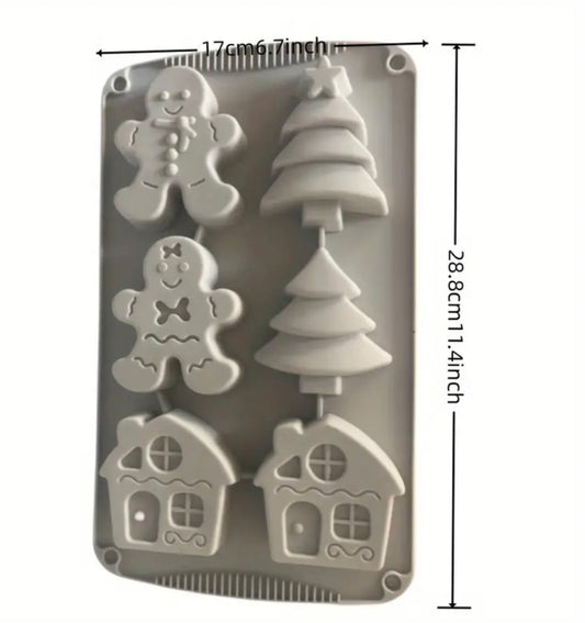 Silicone Mold Gingerbread House, Christmas Tree and Gingerbread Man Shapes