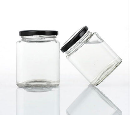 Glass Square Jar With Black Lids 4 oz