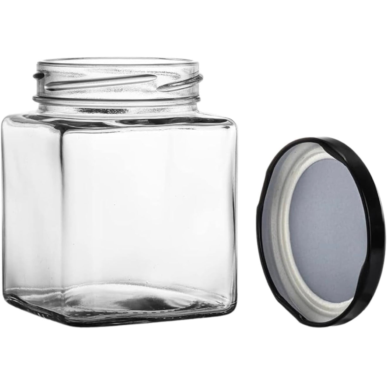 Glass Square Jar With Black Lids 4 oz