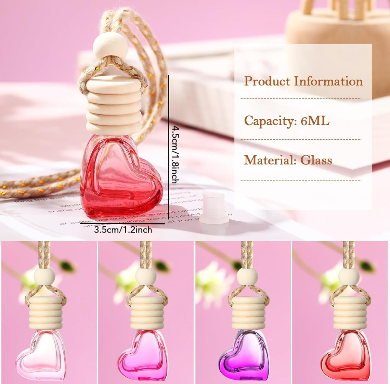 Car Diffuser Heart Mix Colors (Empty) 6 ml