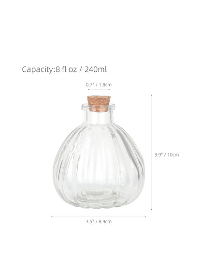 Pumpkin Shaped Glass Jars With Cork Stoppers 8 oz