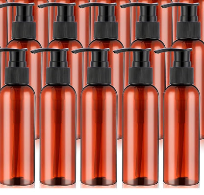 4 oz Amber Bullet Bottles w/Black Plastic Pump Caps (10 PCS)