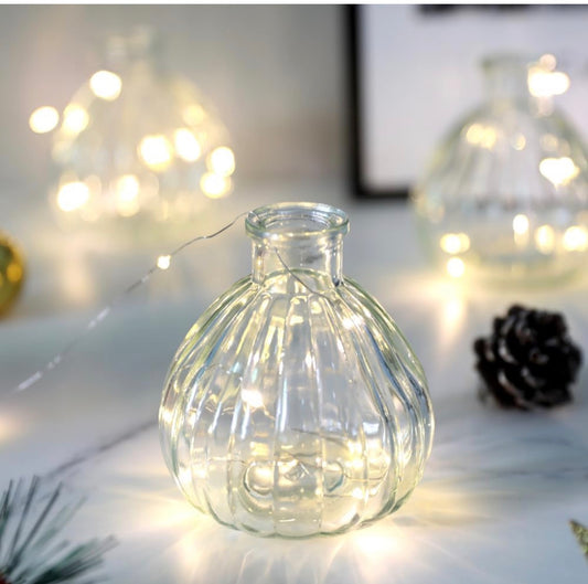 Pumpkin Shaped Glass Jars With Cork Stoppers 8 oz