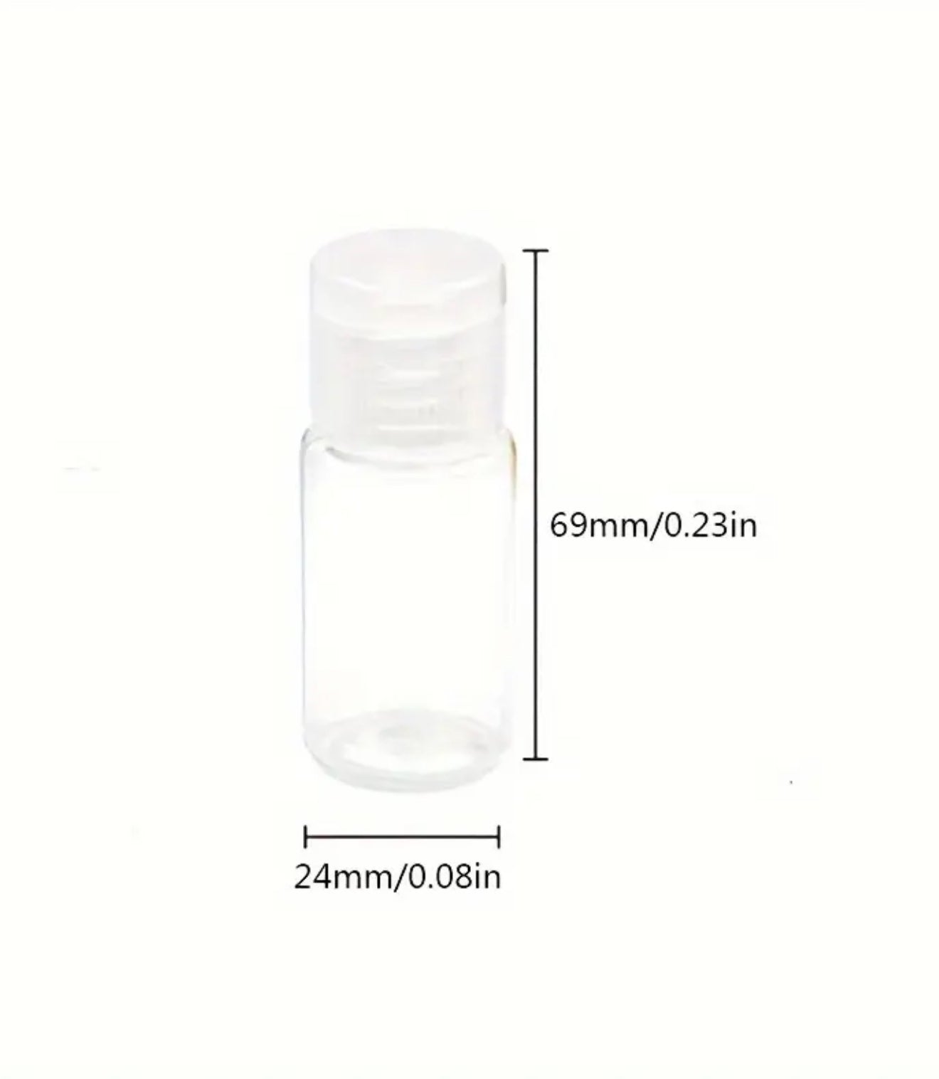 0.5 oz Clear Bullet Bottles w/Clear Ribbed Flip Flop Caps (10 PCS)