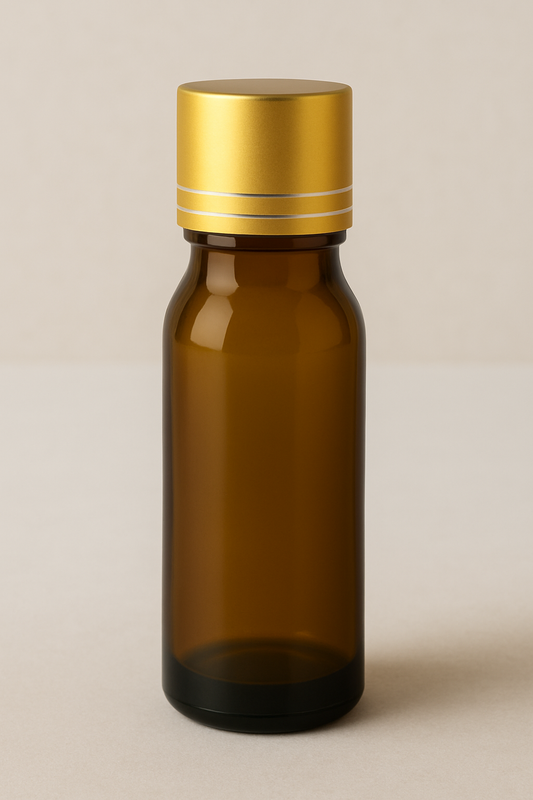 0.5 oz Boston Amber Glass W/ Luxury  Gold Caps (1 PCS)