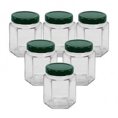 Hexagon Glass Jar 6 oz (1PC) Green