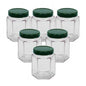 Hexagon Glass Jar 6 oz (1PC) Green