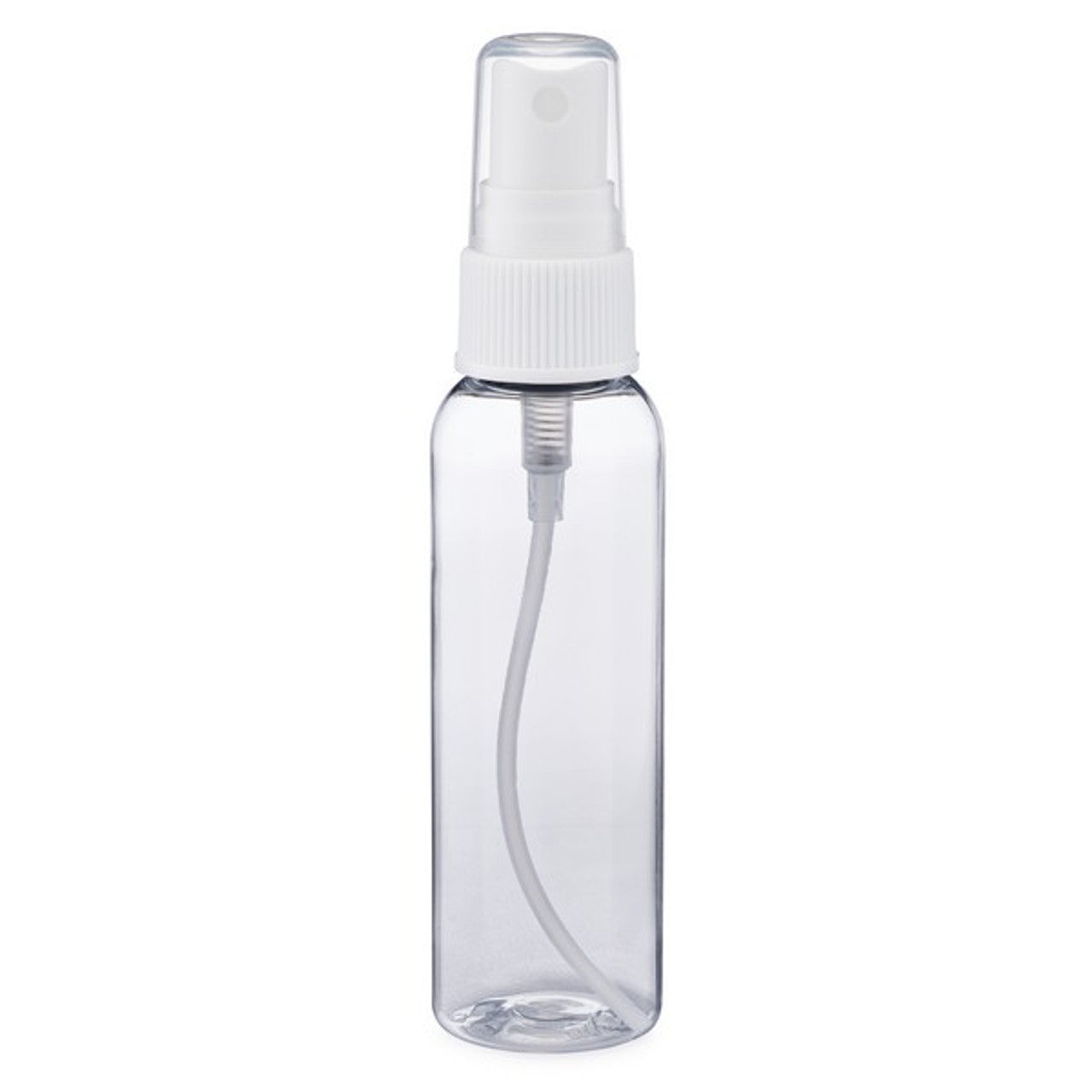 2 OZ CLEAR BULLET PLASTIC BOTTLE W/ CLEAR SPRAY MIST CAP (10PCS)