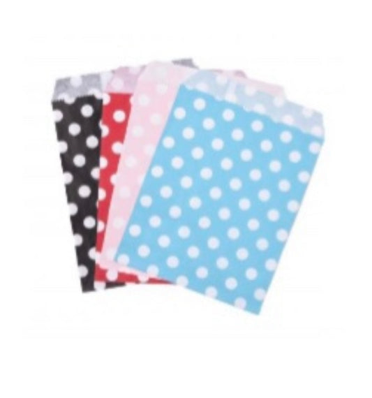 Kraft Paper Bags w/ Polka Dot Pattern (3 per color: Red, Black, Blush, Ligh Blue)