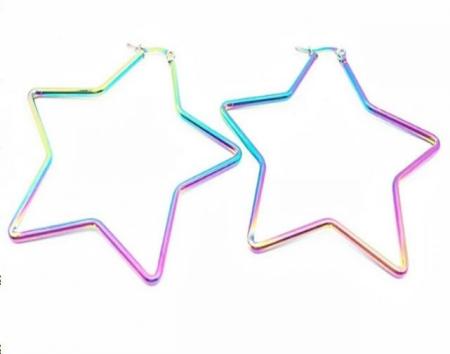 Star Hoop Earring Rainbow SST