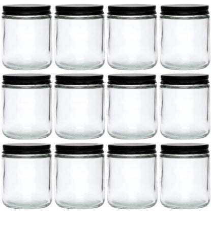 TARROS DE 8 OZ (JARS)CRISTAL CON TAPAS 12 PCS