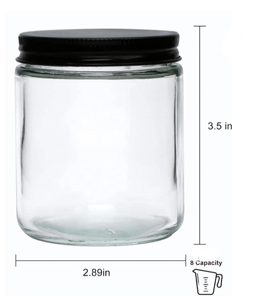 TARROS DE 8 OZ (JARS)CRISTAL CON TAPAS