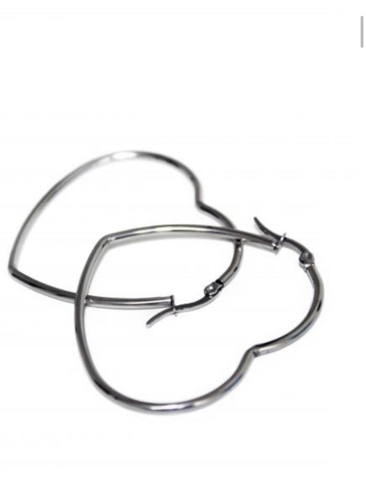 Earring Heart Hoop SST Silver